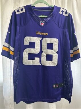 NFL Purple Minnesota Vikings #28 Game Jersey with White & Gold Accents